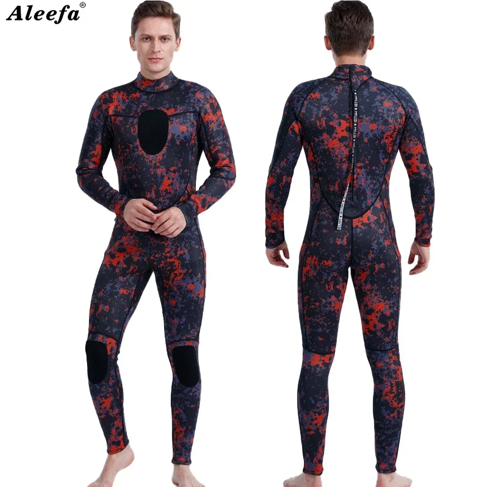 Mens Spearfishing Wetsuit 3mm Camouflage Neoprene One-piece Diving Suit for Scuba FreeDiving Jumpsuit Cold Water Swimsuit