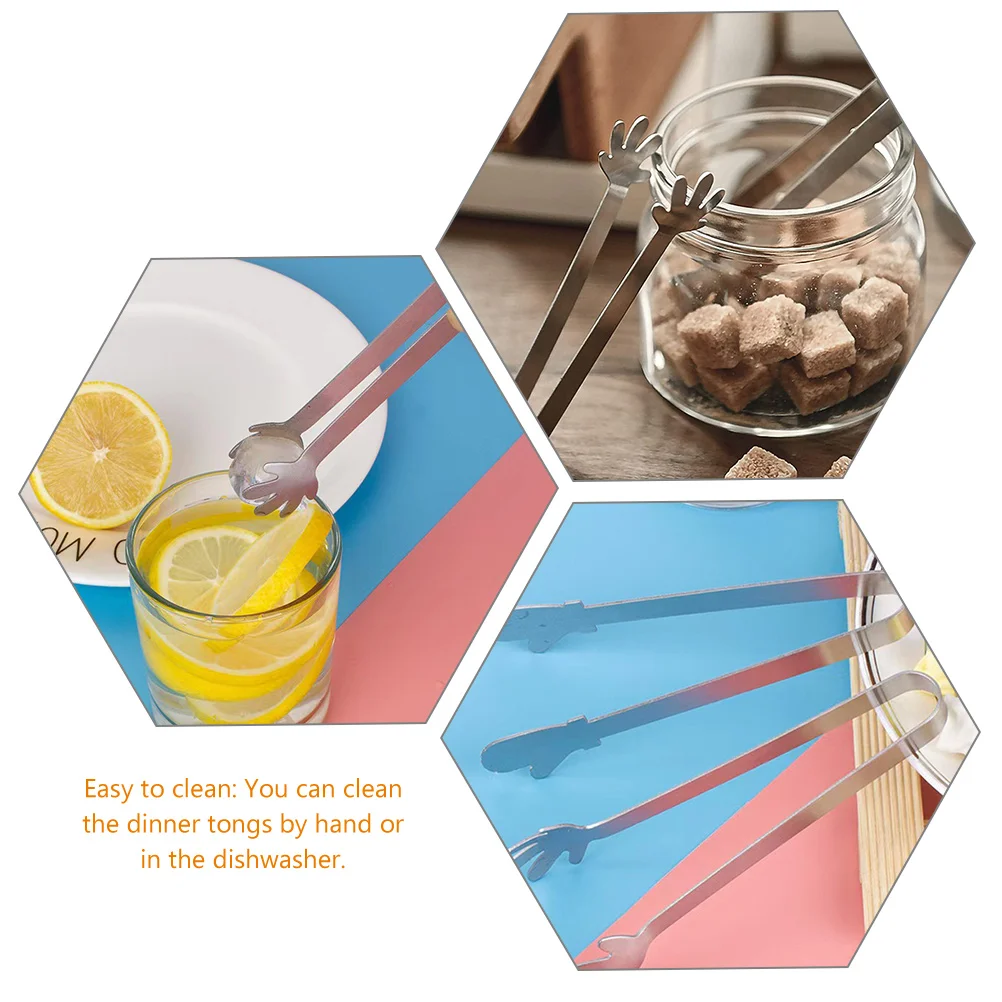 5 Buah Penjepit Makanan Baja Tahan Karat Anti Selip untuk Memasak Bbq Prasmanan Salad Steak Pembuka Roti Penyajian Serbaguna