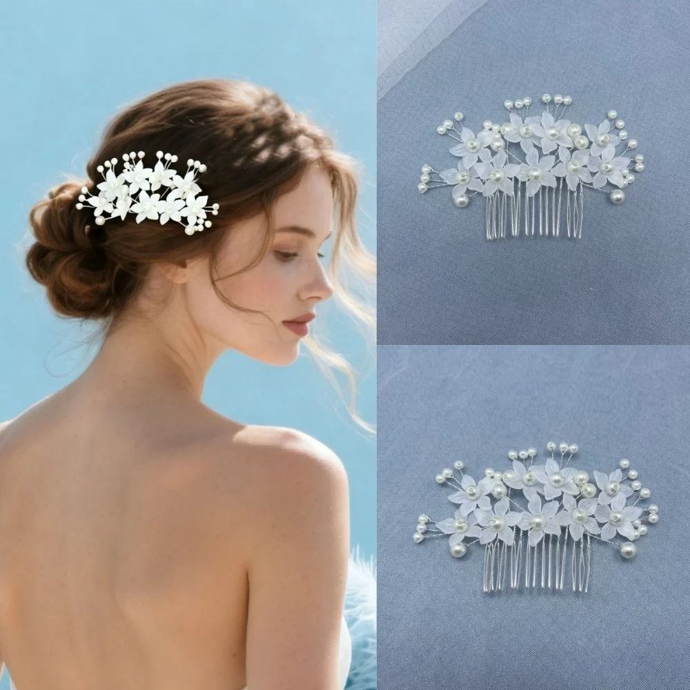 

Handmade Fashion Pearl Leaf Hair Comb Clip Pearl Flower Hairpin Bridal Wedding Hair Accessories Jewelry Hair Comb Clip Hairpin