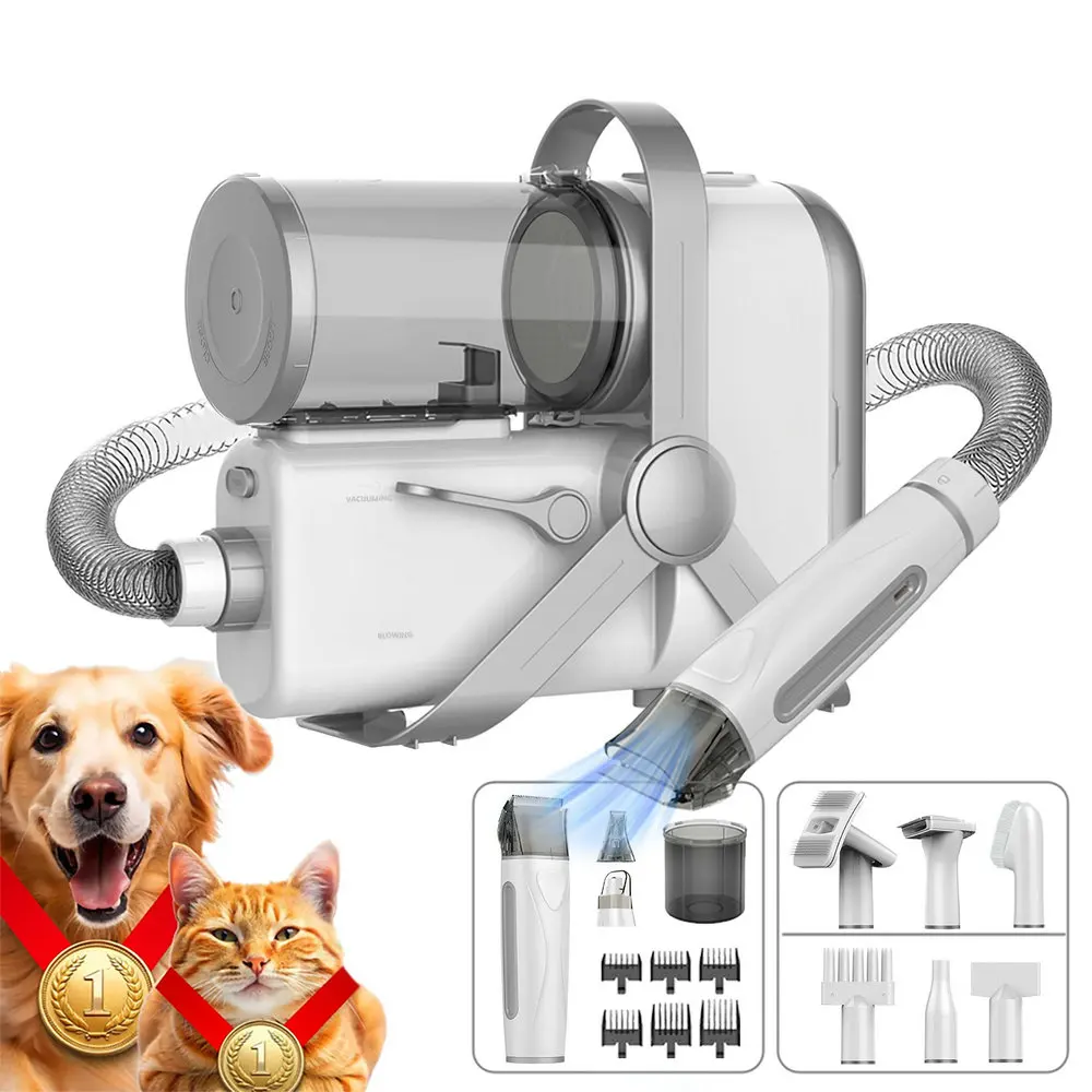 Pet multifunctional hair blowing machine, electric clipper, vacuum grooming machine, dog hair blower, adjustable the temperature