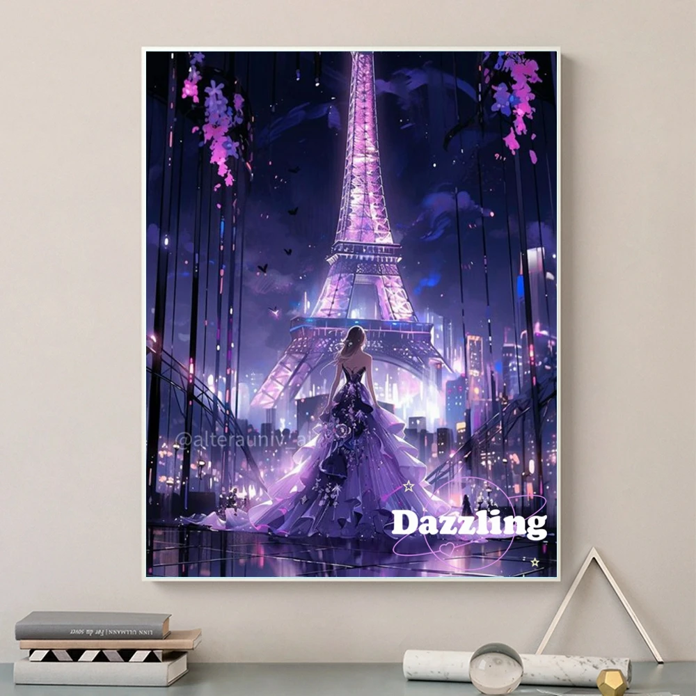 AB Diamond Painting Futuristic Paris ed elegante Princess Night scene 5D Kit punto croce fai da te mosaico ricamo Home Decor Gift