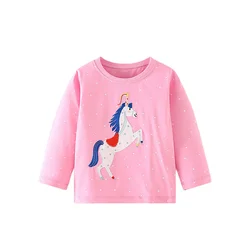 Jumping Meters Girls TShirts Unicorn Long Sleeve Baby Clothes Toddler Animals  Blouses Kids Tees Tops Shirts Costume Baby