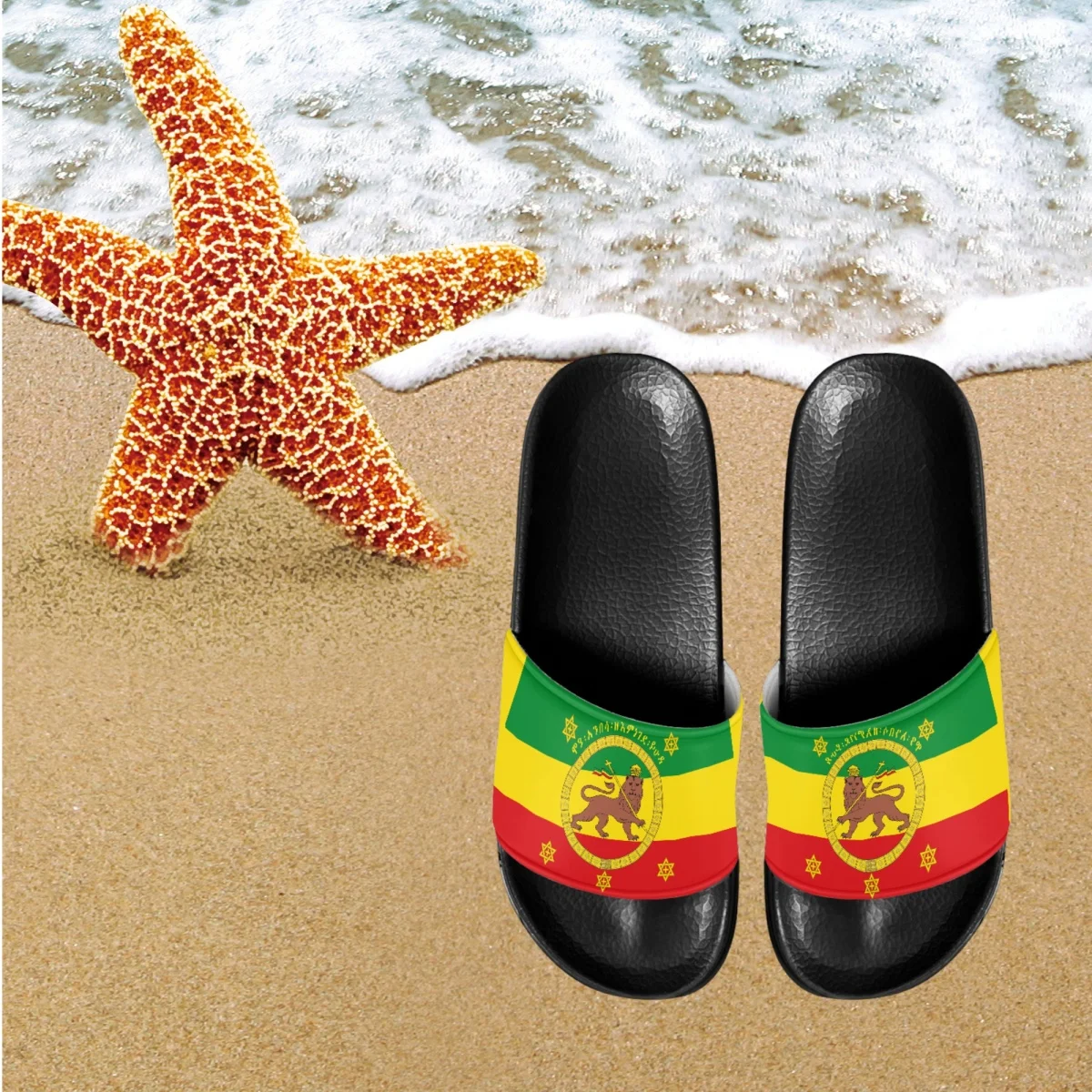 Ethiopian Flag Print Women Slippers Casual Slip-on Ladies Slides Classic Comfortable Slipper For Summer Breathable Beach Shoes