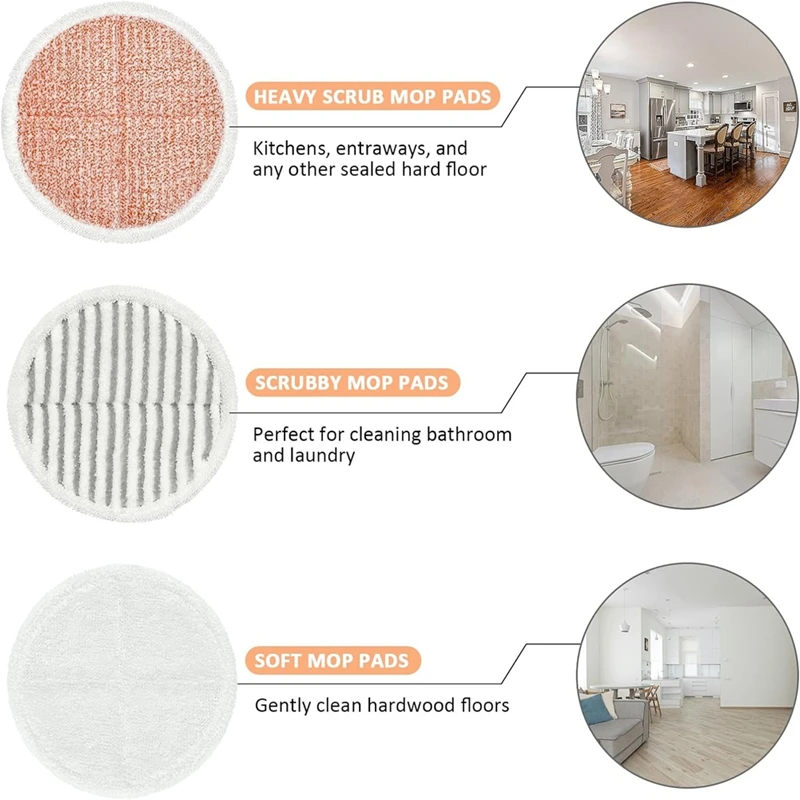 وسادات ممسحة بديلة لممسحة موجة غينيا Spinwave ، ممسحة أرضية صلبة ، Series 42, way, 2039A, 8 Pack