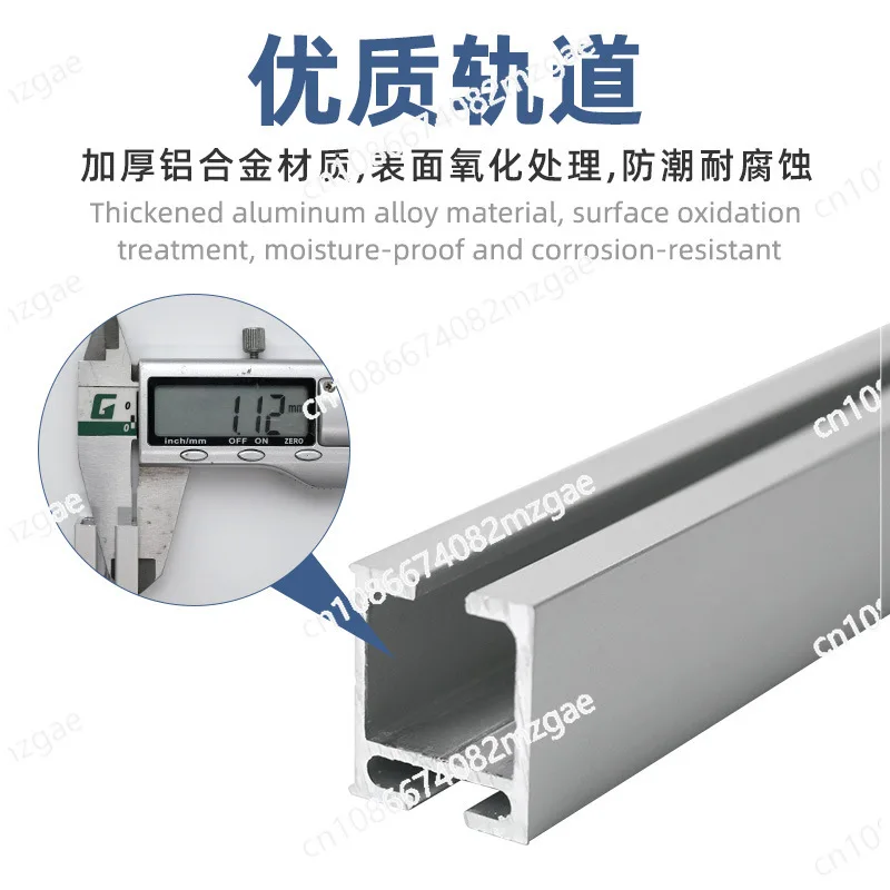 Slot-free TV cabinet sliding door track display bookcase external hanging surface-mounted sliding buffer sliding door slide rail