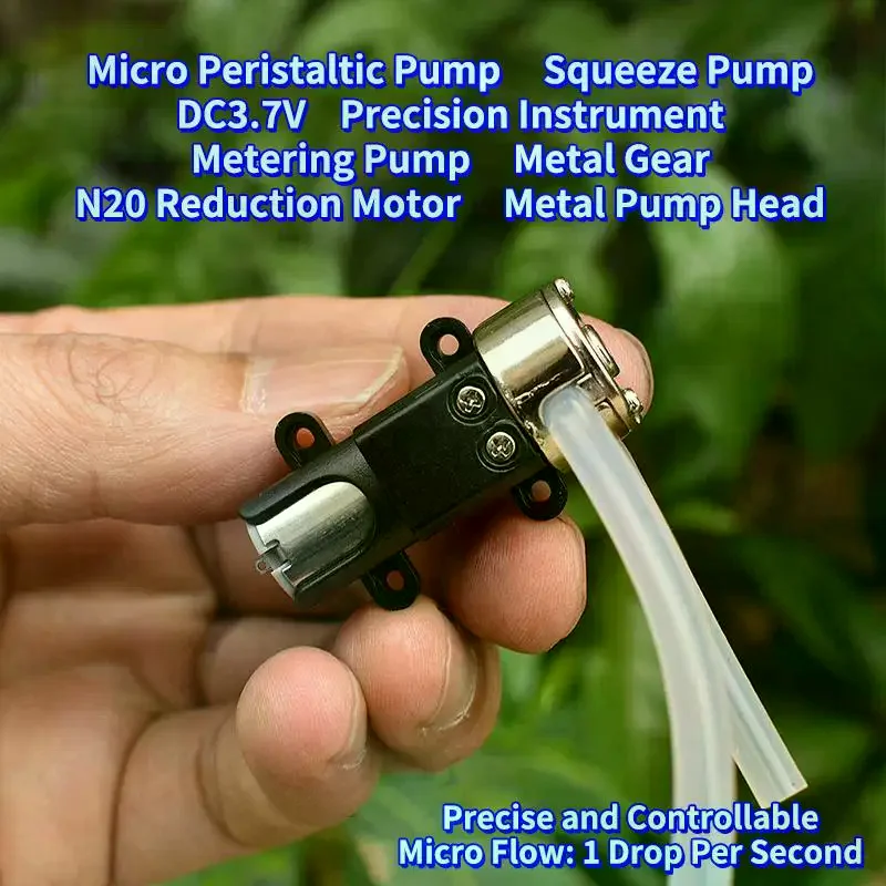 1PC DC 3V 3.7V Micro Peristaltic Pump Squeezing Dosing Pump Mini N20 Full Metal Gear Metering Pump Lab Analytic DripFlow Control