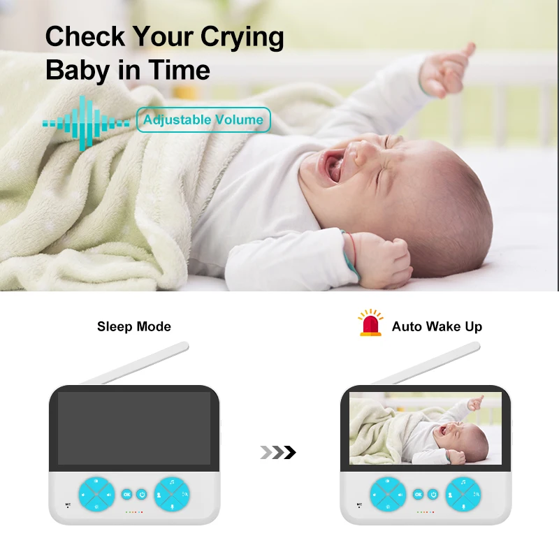 Smart Wireless HD Screen Home Monitoring System, WiFi Indoor Security Camera, o crescimento do bebê, Smart Baby Monitor, dormir sem Bug