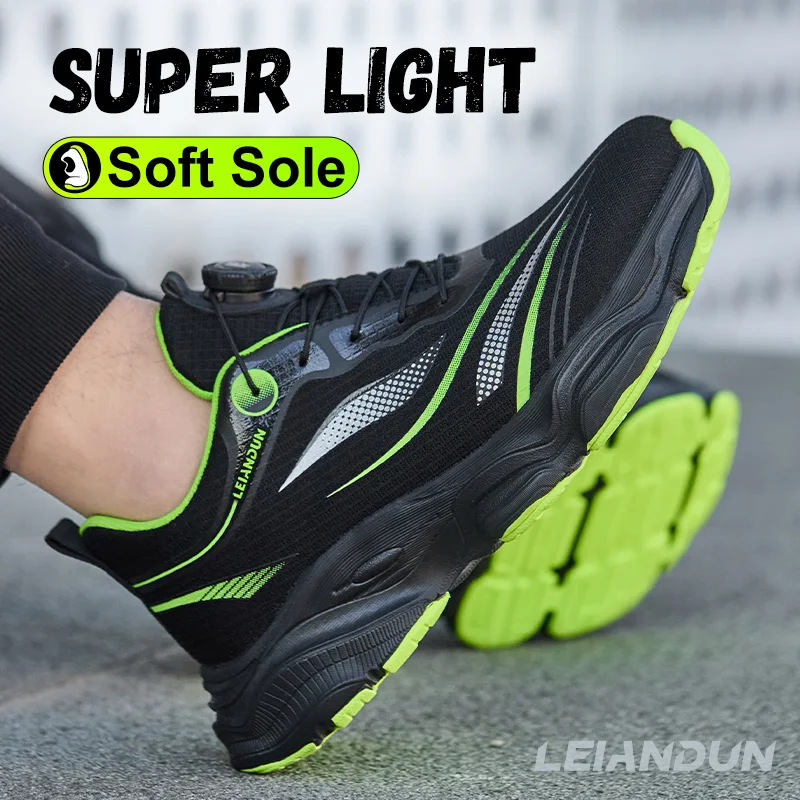 LEIANDUN Ultra light labor protection shoes, comfortable soft sole, anti smashing, anti piercing, rotating button work shoes
