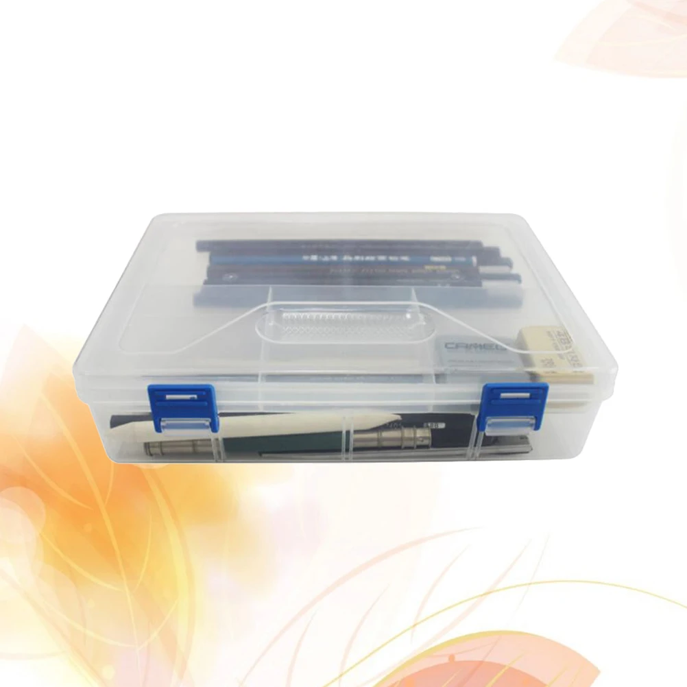 

1pc Large Transparent Plastic Pencil Case Double Layer Lightweight Durable For Art Students s Office Stationery Organizer
