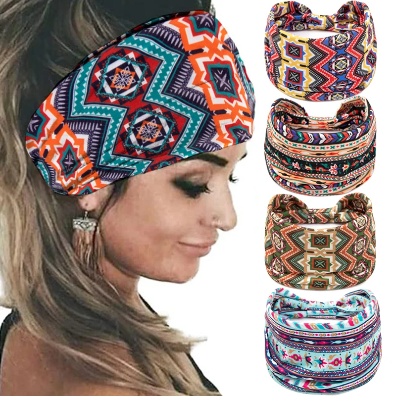 

Boho Headbands Wide Knot Hair Band Elastic Turban Head Band Stretch Rhombus Twist Head Wraps Cloth Yoga Sweartband Fashion Hair