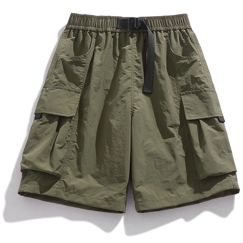 

2026 Summer Men Y2K Streetwear Cargo Shorts Multi Pocket Drawstring Loose Five Quarter Breathable Casual Sports Daily Outdoor Pa