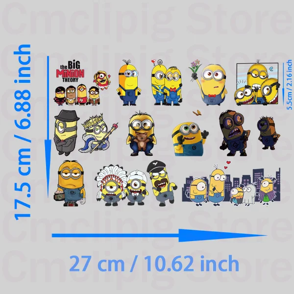 5.5 cm Minions Clothing patches self-adhesive thermo-stickers for children stripes appliques iron on transfer