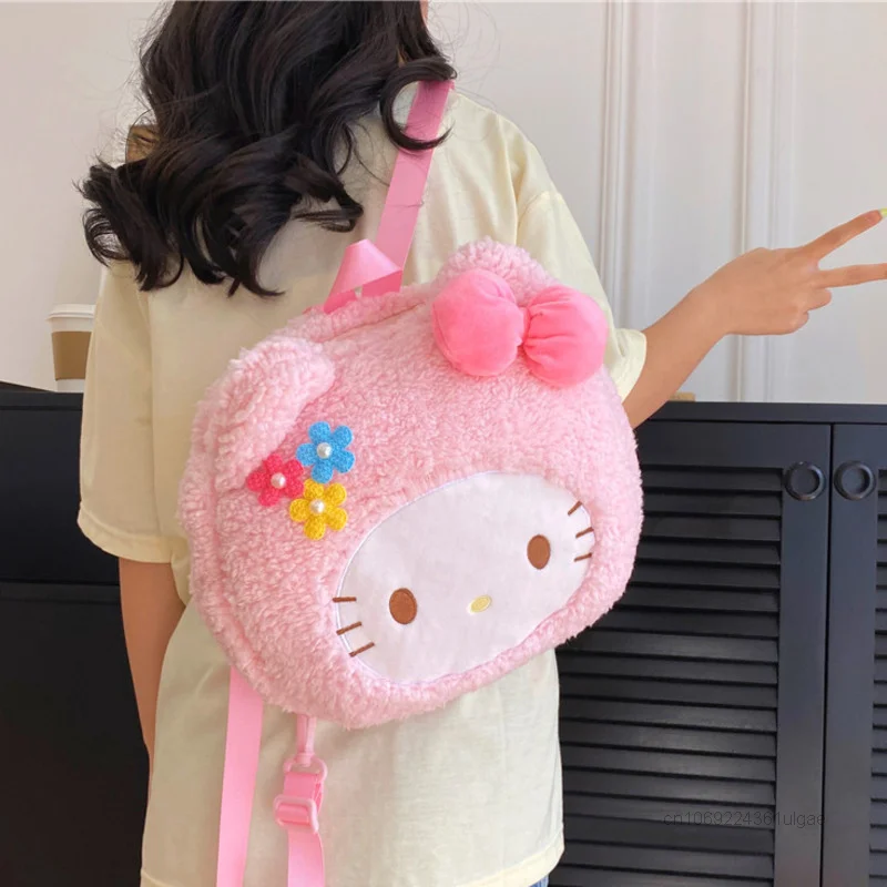 Sanrio Hello Kitty borse carine zaino in peluche Y2k ragazze Cartoon Bear Lotso borsa a tracolla donna zaini Kawaii studente zainetto