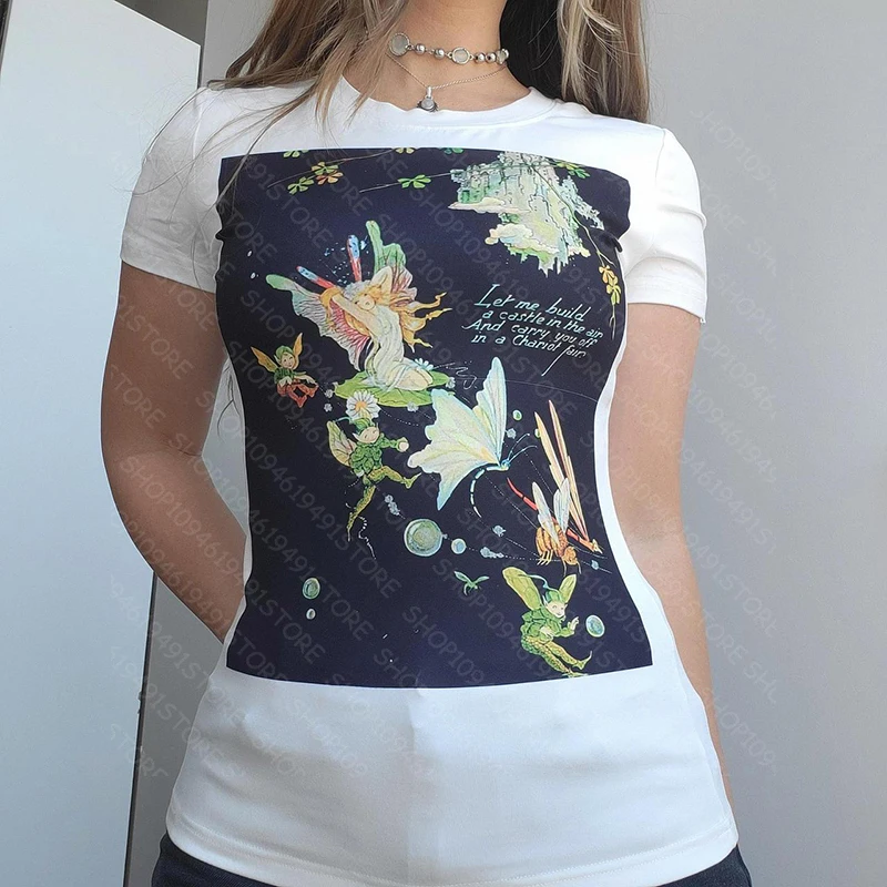 

Готические детские футболки с буквенным принтом Y2K, винтажная одежда, эстетичный кавайный летний тонкий топ 2000-х годов, уличная одежда, укороченный топ с короткими рукавами для девочек