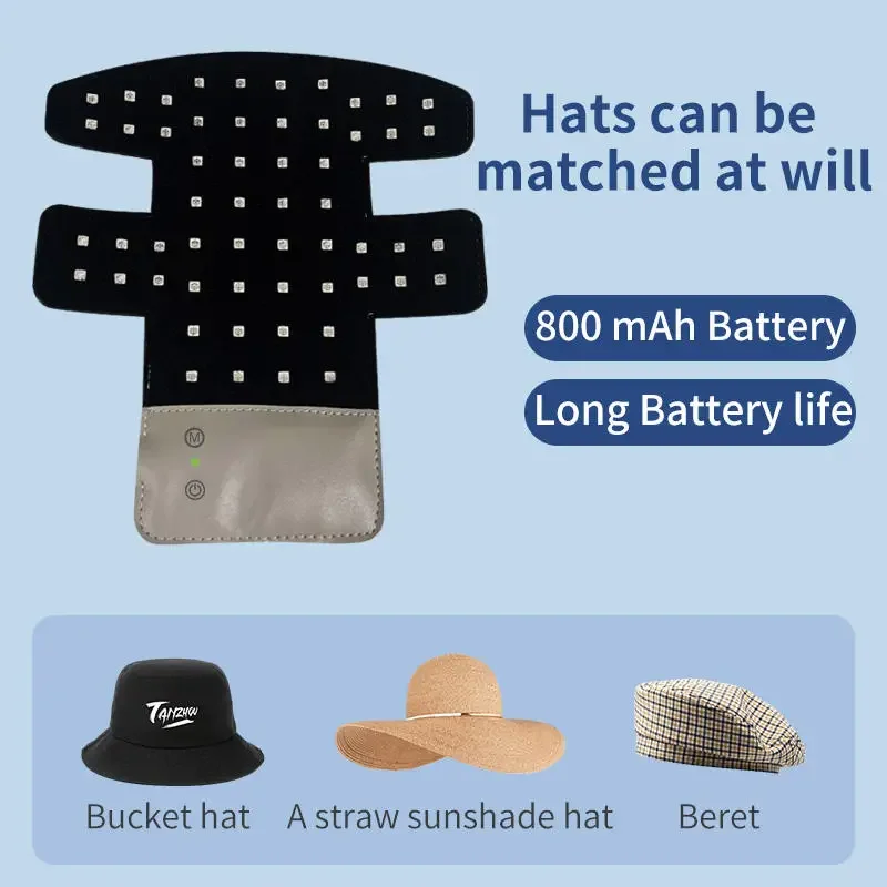 Draagbaar draadloos rood- en blauwlichttherapiebord voor haar Snelle groei Infraroodlichthoed voor behandeling tegen haaruitval Opladen via USB