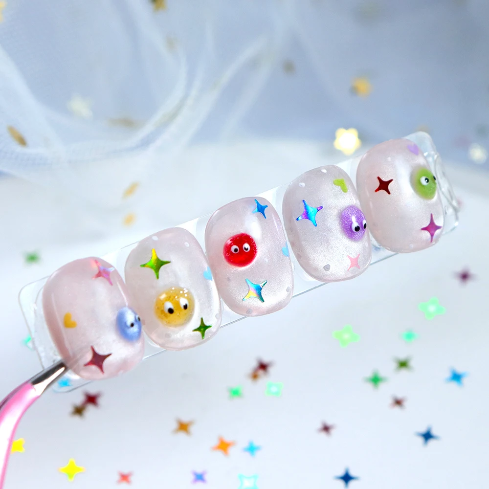 Laser Star Sequins Nail Art Decorations Holographic Four-pointed Stars Glitter Flakes Gel Nail Polish Y2k Manicure Accessories