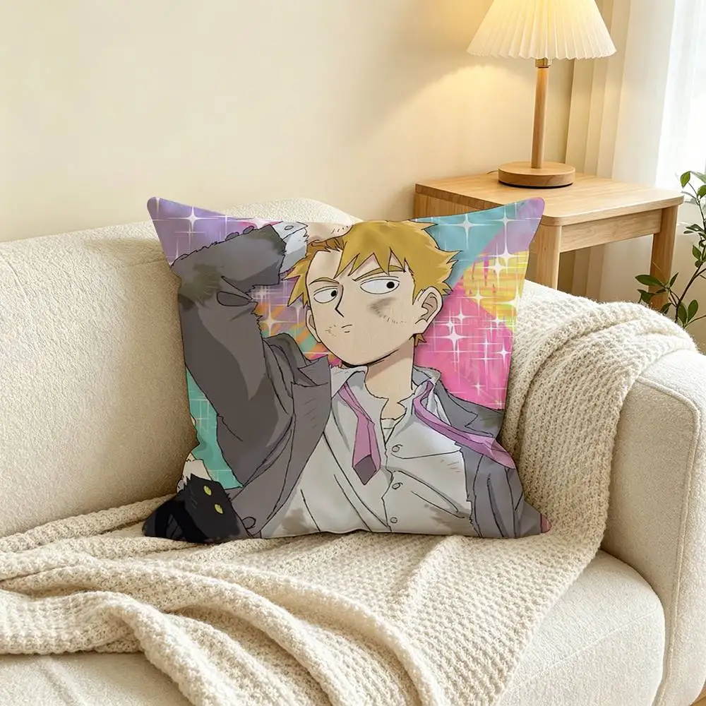 Mob Psycho 100 Arataka Reigen Square Double-Sided printed Pillow Case Bedroom Bedside Pillow Sofa Cushion Cover