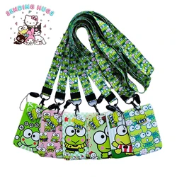 Llavero Kawaii Sanrio, funda para tarjeta, Kero Keroppi Kero, bonito Anime, protección de pase de autobús, carcasa colgante, accesorios, juguetes para niñas