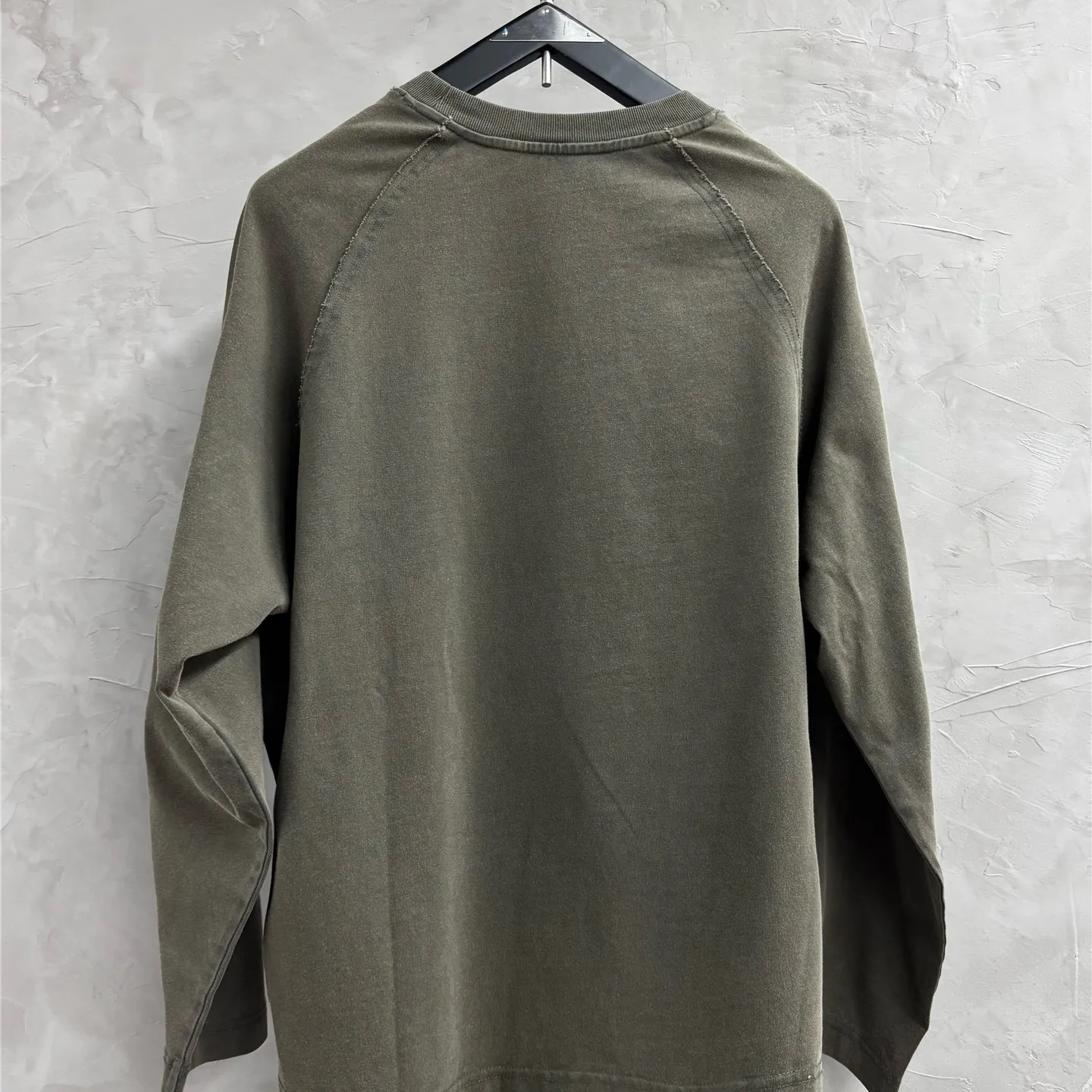 Style Retro Washed Stitching Long Sleeve T-shirt Top Men's Personality Trend Casual Shirt Modern White All-Match Bottoming