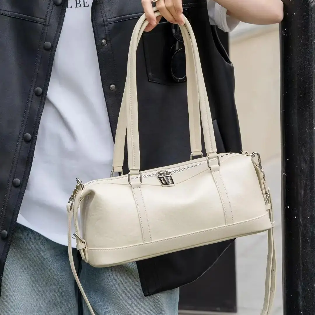 

2026 New Genuine Leather Handbag Fashion Ladies Cow Leather Shoulder Bag Women Oilwax Cowhide Tote Bag