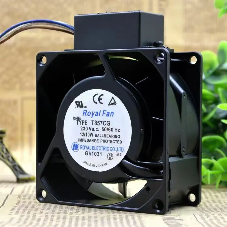 For Royal Fan T857CG AC 230V 12W 10W 8038 80x80x38mm Dual Ball Bearing Metal Frame Server Inverter Chassis Enclosure Case Fan