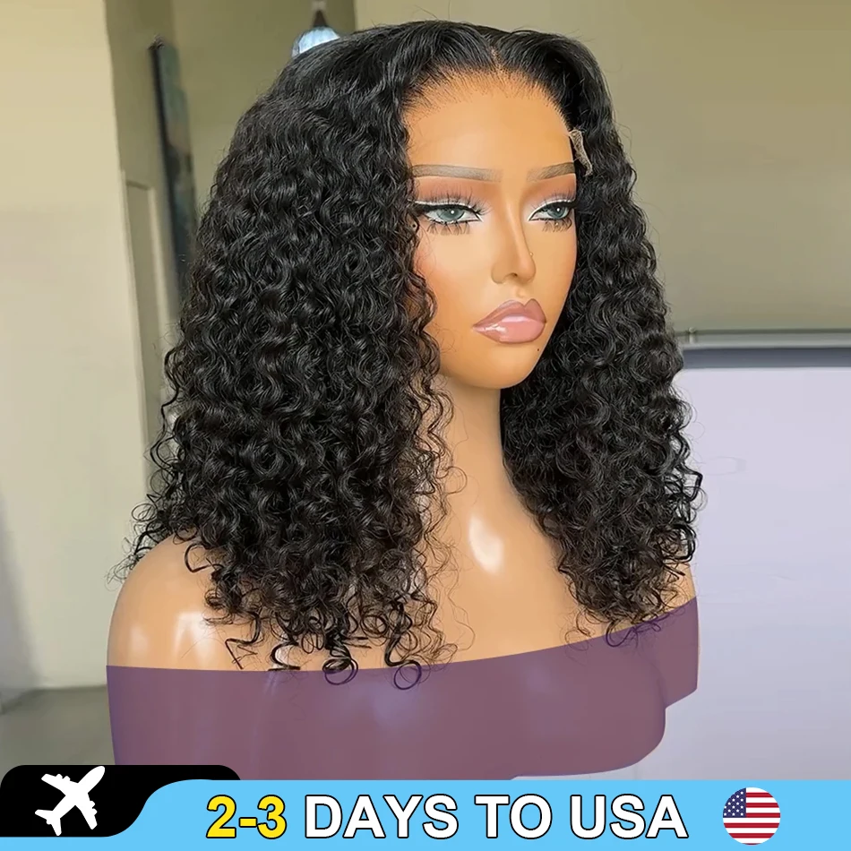 Curly Short Bob 250% HD 13x6 Lace Frontal Human Hair Wigs Deep Water Wave 13x4 Lace Front Wig 5x5 Closure Glueless Wig For Women