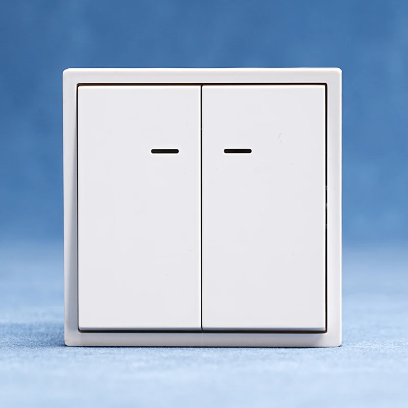 

European standard 80*80mm two-position switch with led light PC panel two-position single control double control wall switch 10A