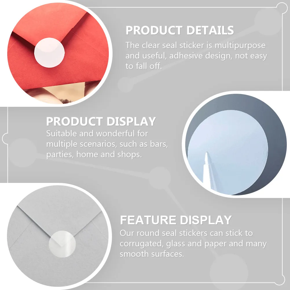 

2 Rolls Transparent Round Sealing Sticker Multipurpose Adhesive Label for Candy Bags Gift Boxes Invitations Brochures Clear