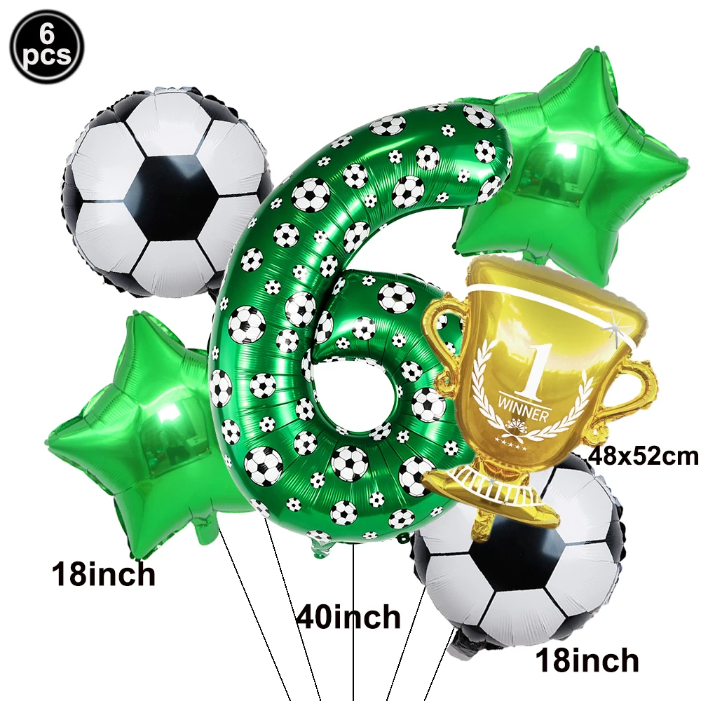 Fußball-Thema Geburtstagsdeko Ballonset Fußball-Trophäe Folienballon Grüner Fußball-Druck Nummer 0123456789 Ballon Jungen-Geschenk ﻿ – Detail 7