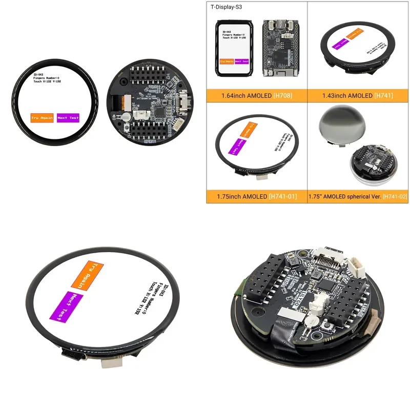 T-Display-S3 1.43 inch 1.64 inch 1.75 inch round AMOLED ESP32-S3 development board wireless bluetooth 5.0 wireless module