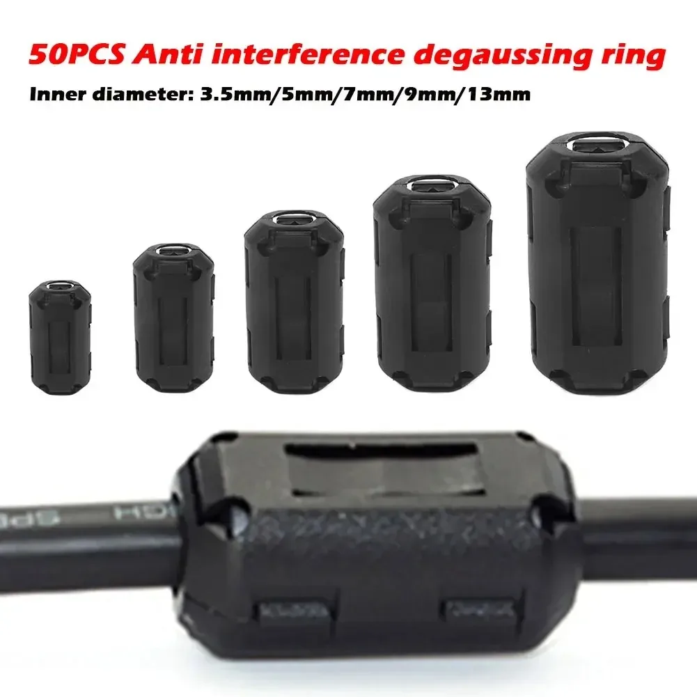50/22pcs Clip-on Ferrite Ring Core Bead Choke RFI EMI Noise Suppression Filter Cable Clip for USB Audio Video Cable Power Cord