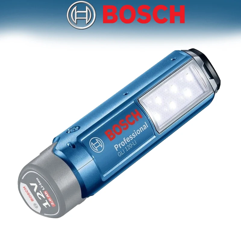 Bosch Gli 120-li Luz de Trabalho sem Fio 12v Portátil Recarregável Lanterna Led Lâmpada Ajustável Gancho Giratório
