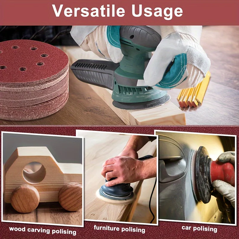 10 peças de 5 polegadas (aproximadamente 5,0 polegadas) conjunto de lixa de anel de gancho de sombra, disco de cianding, 120 grão 8-