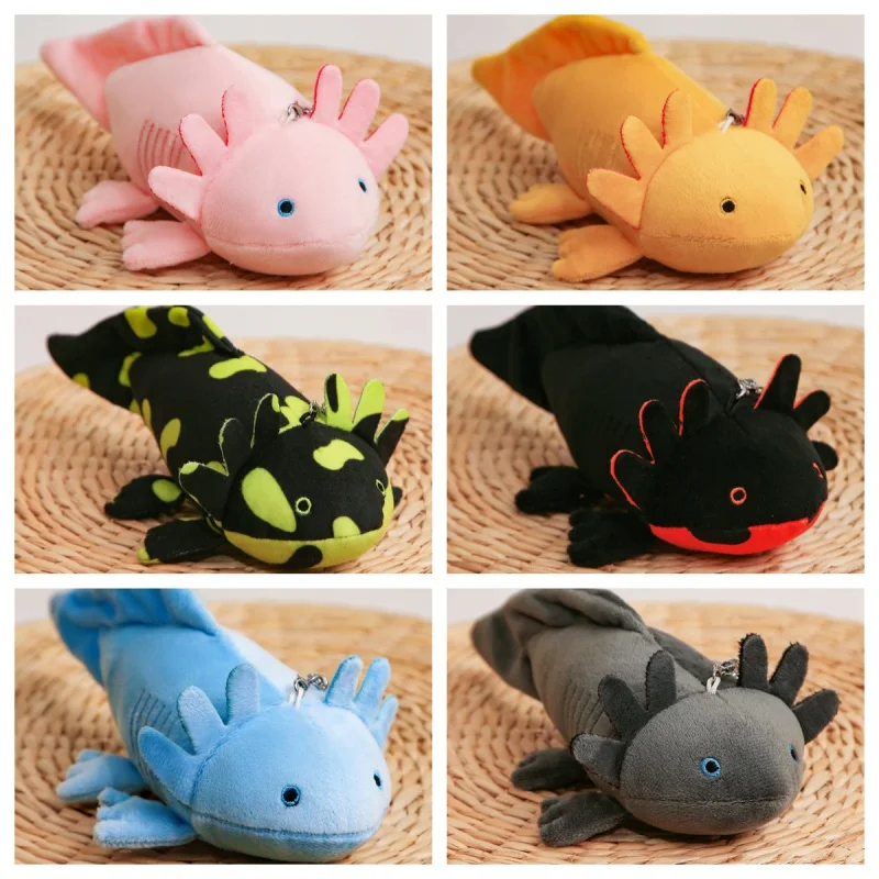 23-80cm Cute Soft Colorful Newt Plush Toy Kawaii Keychains Stuffed Cute Axolotl Salamander Fuzzy Plush Fish Appeasing Kids Gift