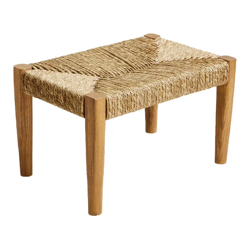 Woven Stool, Square Retro Ash Wood, Study Living Room Low Stool Shoe Changing Stool Household
