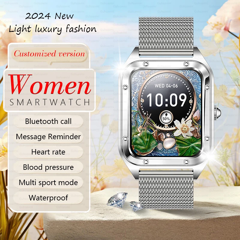 1.59-inch Fashion Smart Watch For Lady Bluetooth Call Blood Pressure DIY Custom Dial Sport Bracelet Waterproof  Smartwatch Women