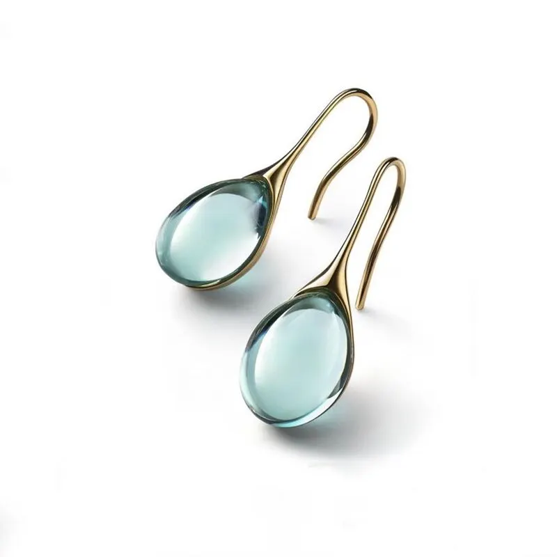 2 Pcs Gold-color Earrings Luxury Style Inlaid Faux Cat's Eye Stones Colorful Fashion Earrings image 5