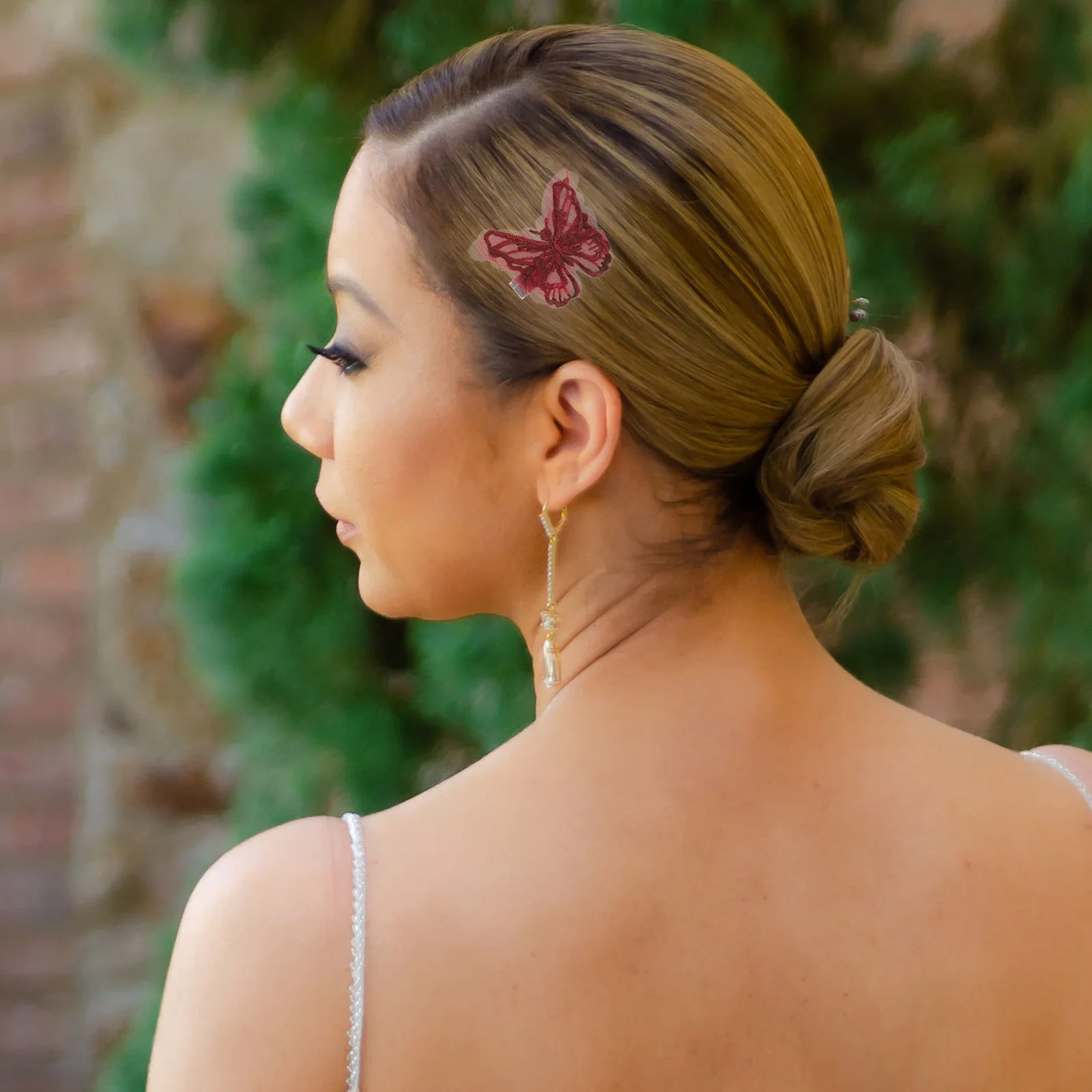 

16pcs Burgundy Three dimensional Embroidered Women Girls Butterfly Clips Hairpin Small Hair Clips Thin Hair Accessories