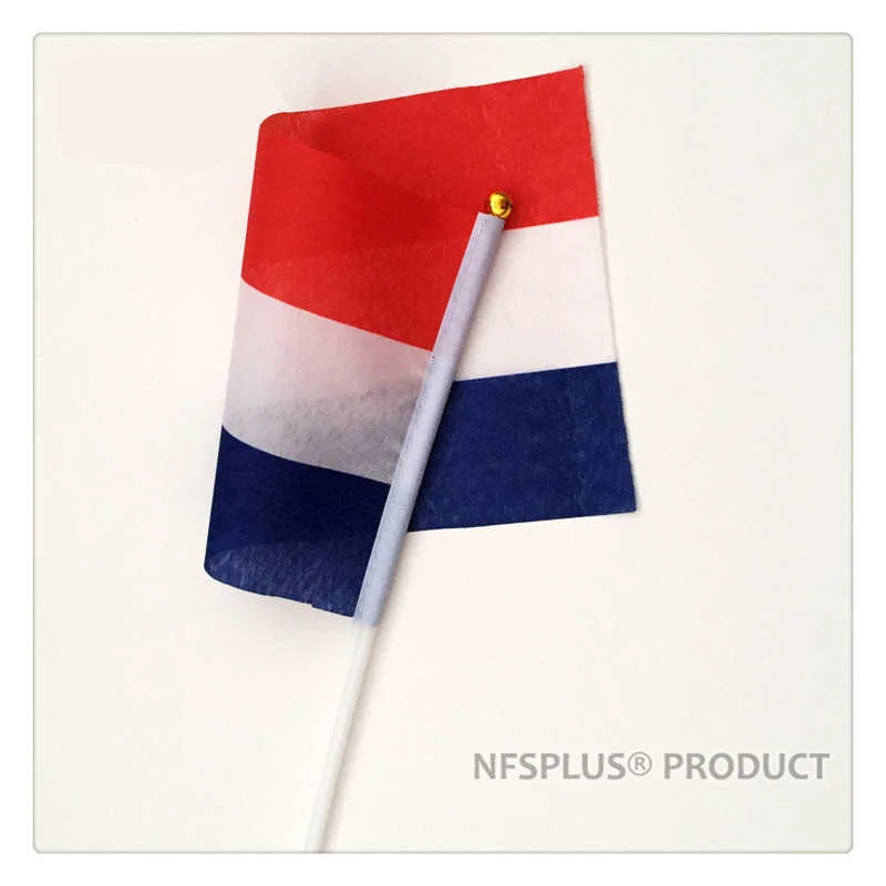 10 Pack Hand Held Netherlands Flags Holland 14x21cm Polyester Dutch Flag With Flagpole For Decoration Celebration Parade Sport