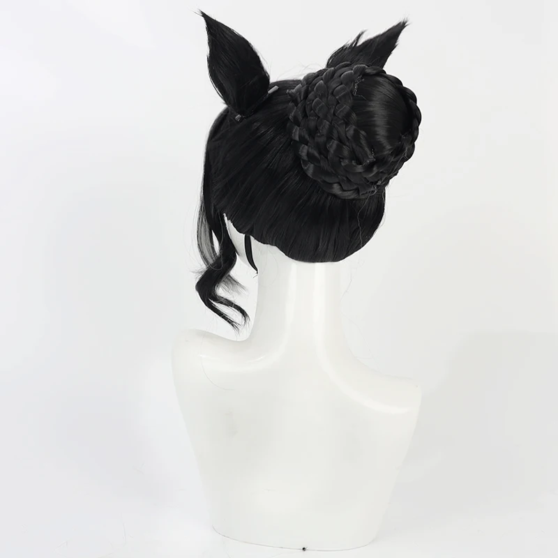 ゲームプリティーダービーメジロラモンコスプレウィッグ魅惑的なブラックベイコスプレヘアハロウィンパーティー用大人女性男性