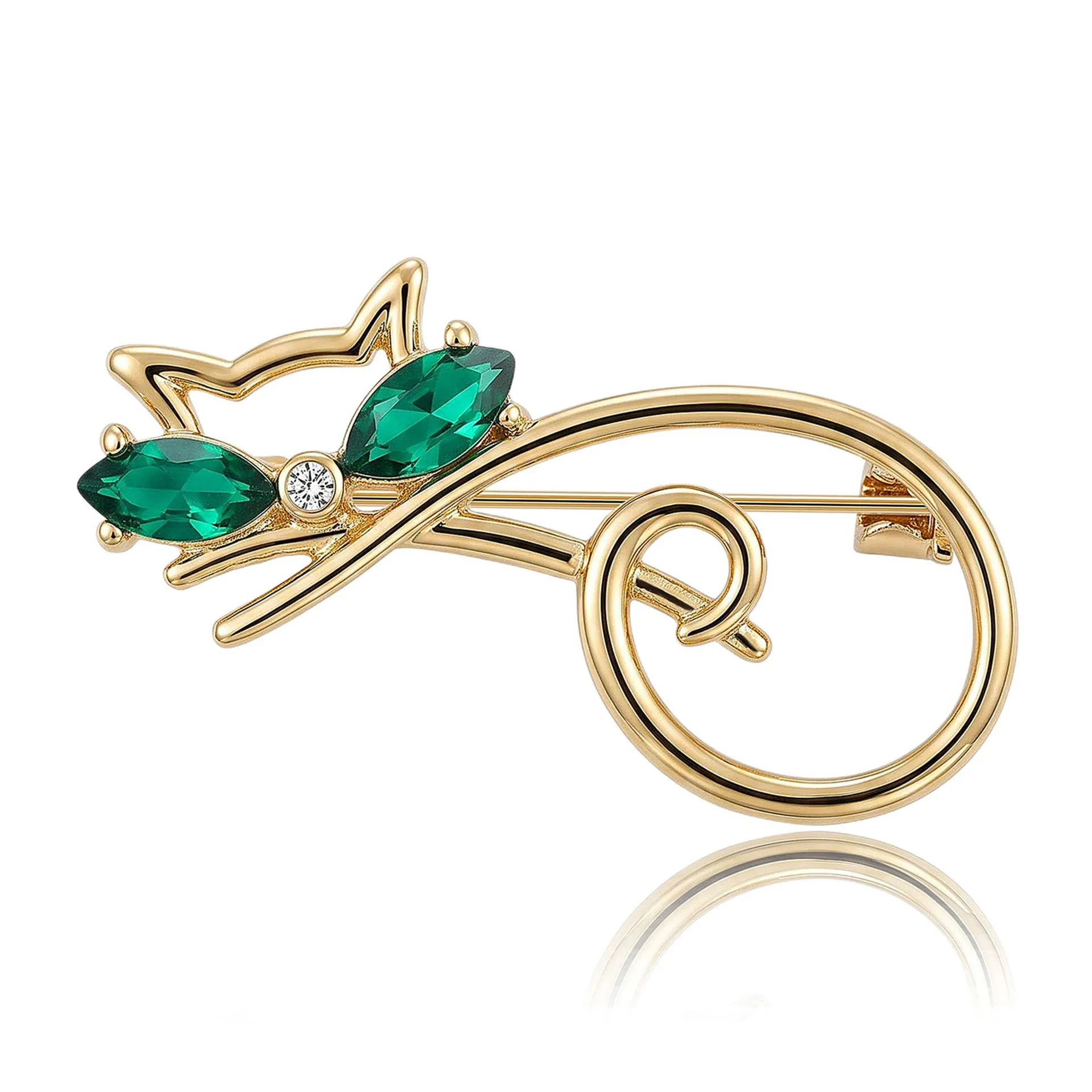 Luxury Openwork Metal Cat Brooches for Women Unisex Animal Pins Casual Party Jewelry Accessories Gifts Decoration
