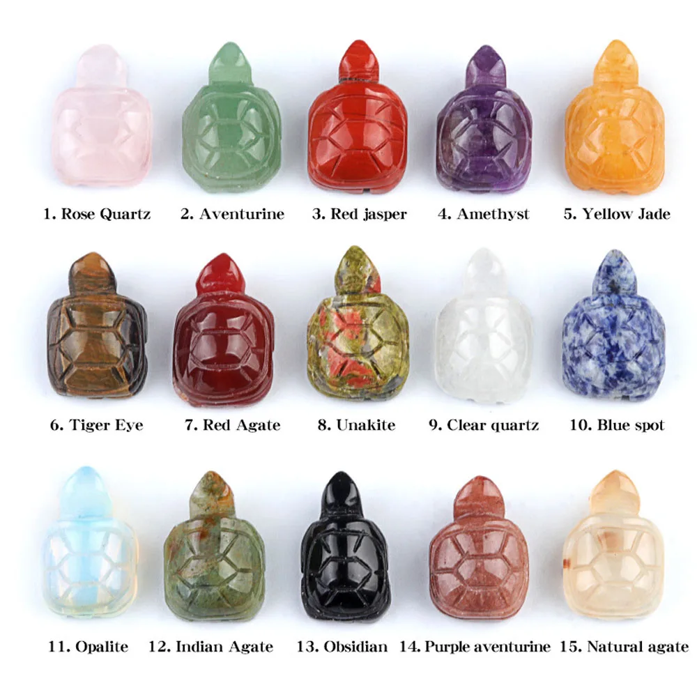 Turtle Shape Ornament Natural Stone Crystal Agate Mini Carving Small Animal Semi-precious Stone Crafts Turtle Small Decorative