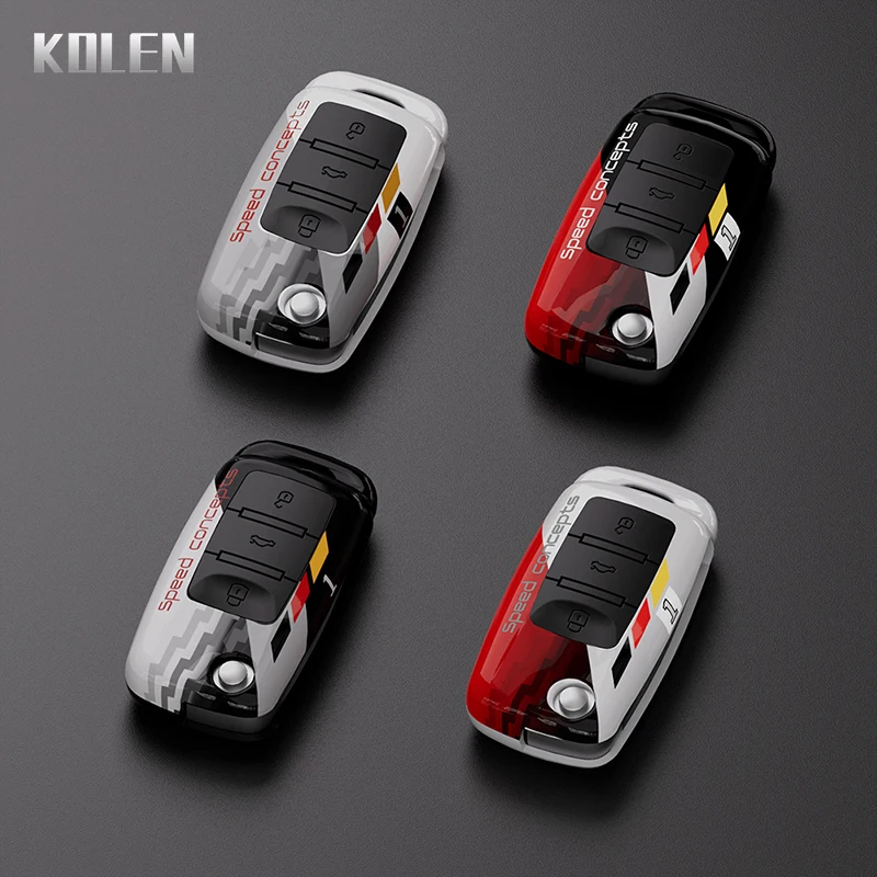 PC Car Flip Key Case Cover Shell For Volkswagen VW Polo Golf Passat Beetle Caddy Tiguan For Skoda Octavia Kodiaq Seat Leon Altea