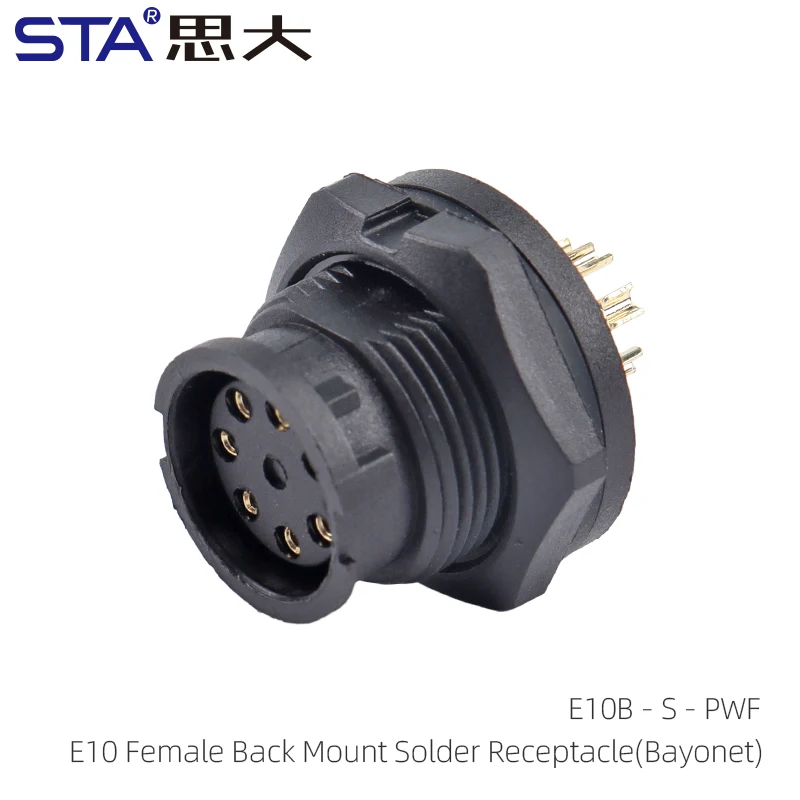

E10 Male Female Back Front Mount Solder Receptacle Bayonet waterproof IP67 IP68 Aviation Plug Hot Selling Industrial Connector