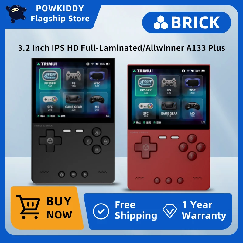

TRIMUI BRICK Handheld Game Console 3.2'' IPS Screen Linux System Trimui UI Metal Back Panel Key LED Lighting Free Keycap Gifts