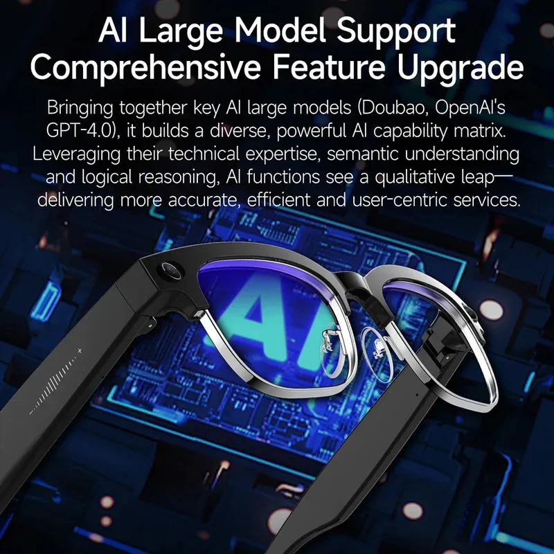 AI Smart Glasses with 8MP Camera Video Recording 100+ Languages Translation Sunglasses Bluetooth Call Music Play Men Women