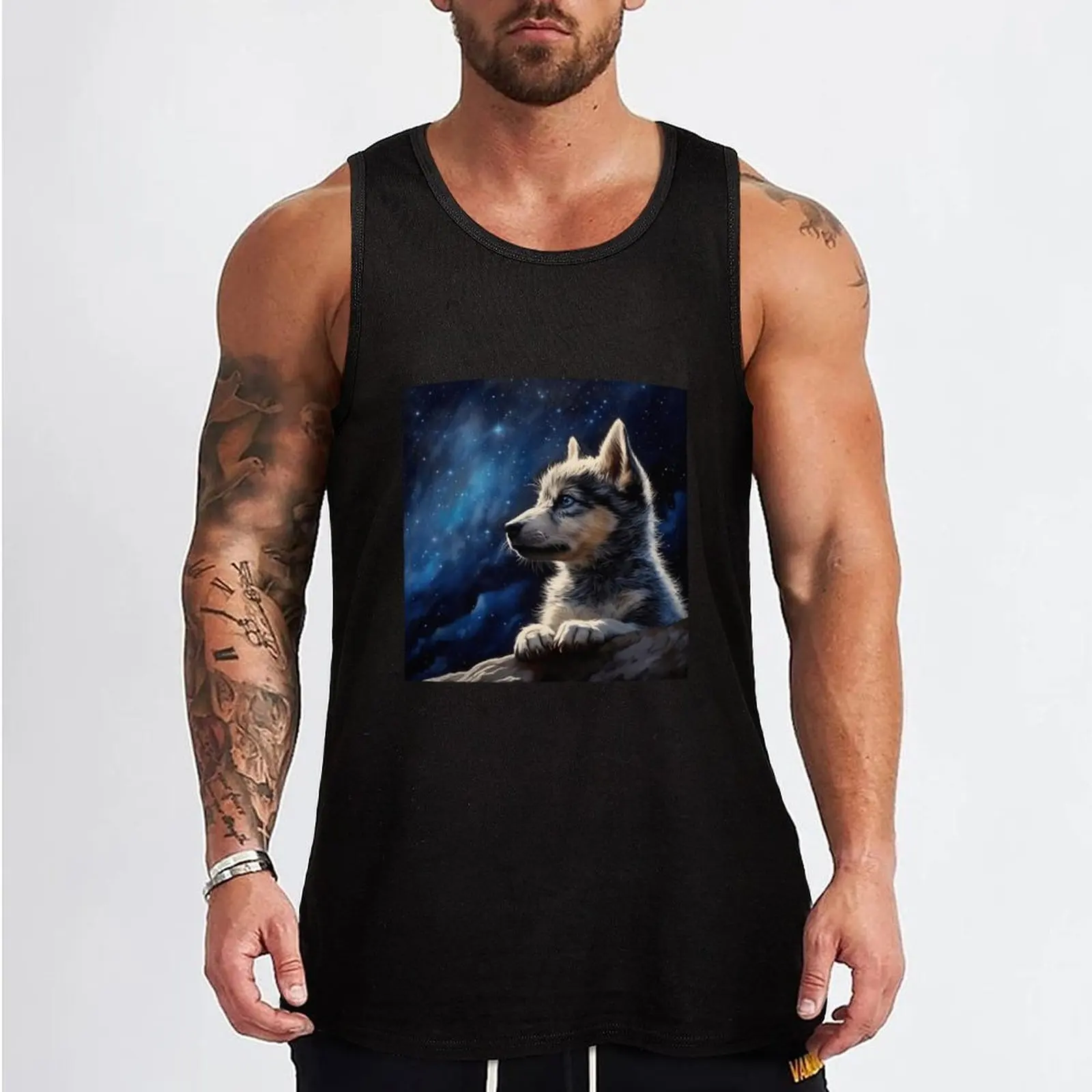 Wolfdog Puppy Tank Top Sports clothing Fitness men clothing