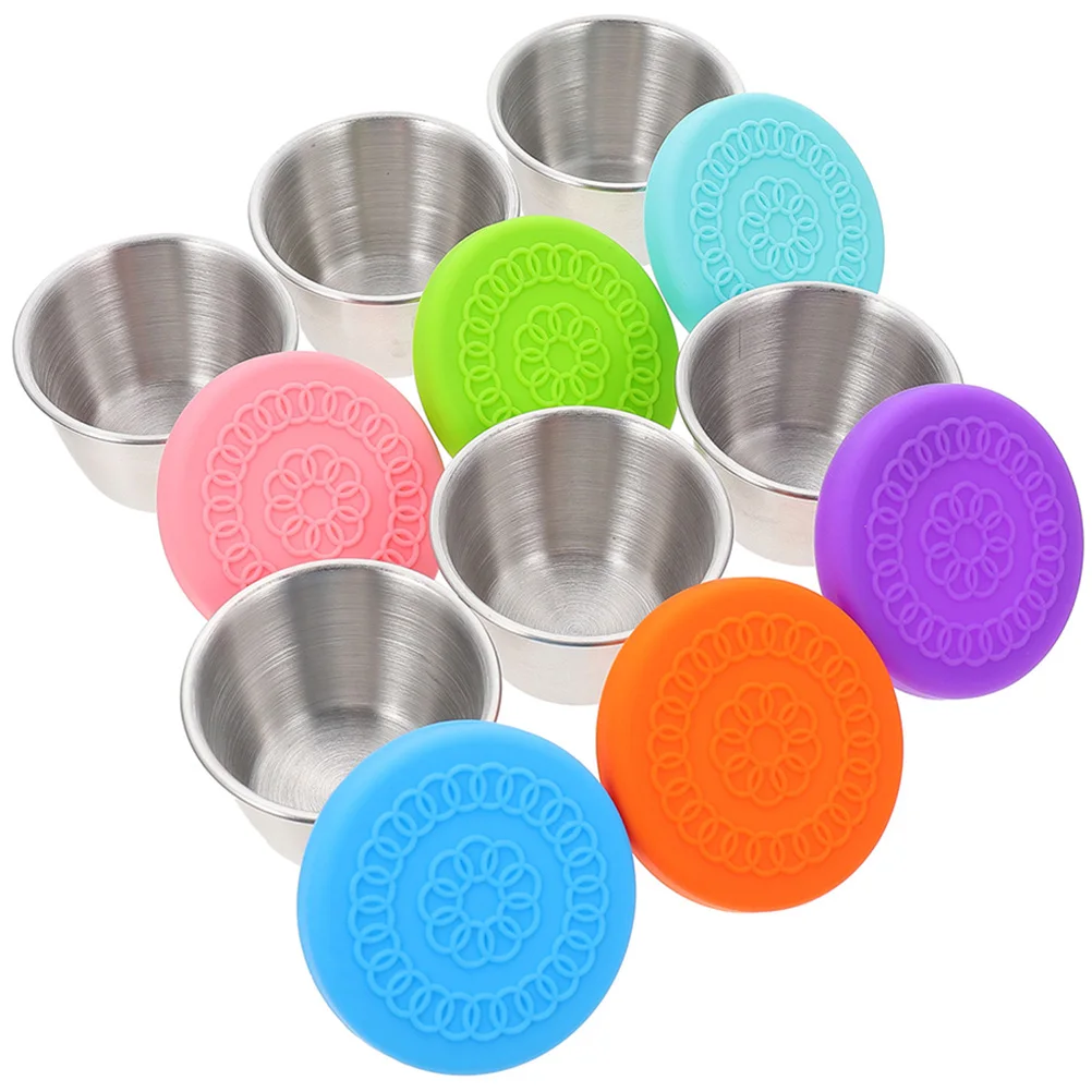

6pcs Stainless Steel Dipping Sauce Containers 70ML Reusable Cups with Lids for Lunch Box Travel Small Dressing Bowls Easy Clean