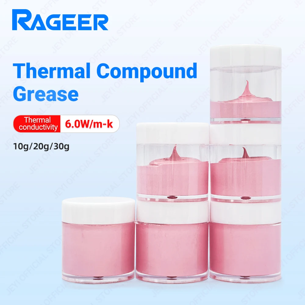 

RAGEER 6,0 Вт/м·К Термопаста на силиконовой основе высокой проводимости 10 г/20 г/30 г, совместимая с системами охлаждения ПК/ЦП/ГП/ГП/ноутбука