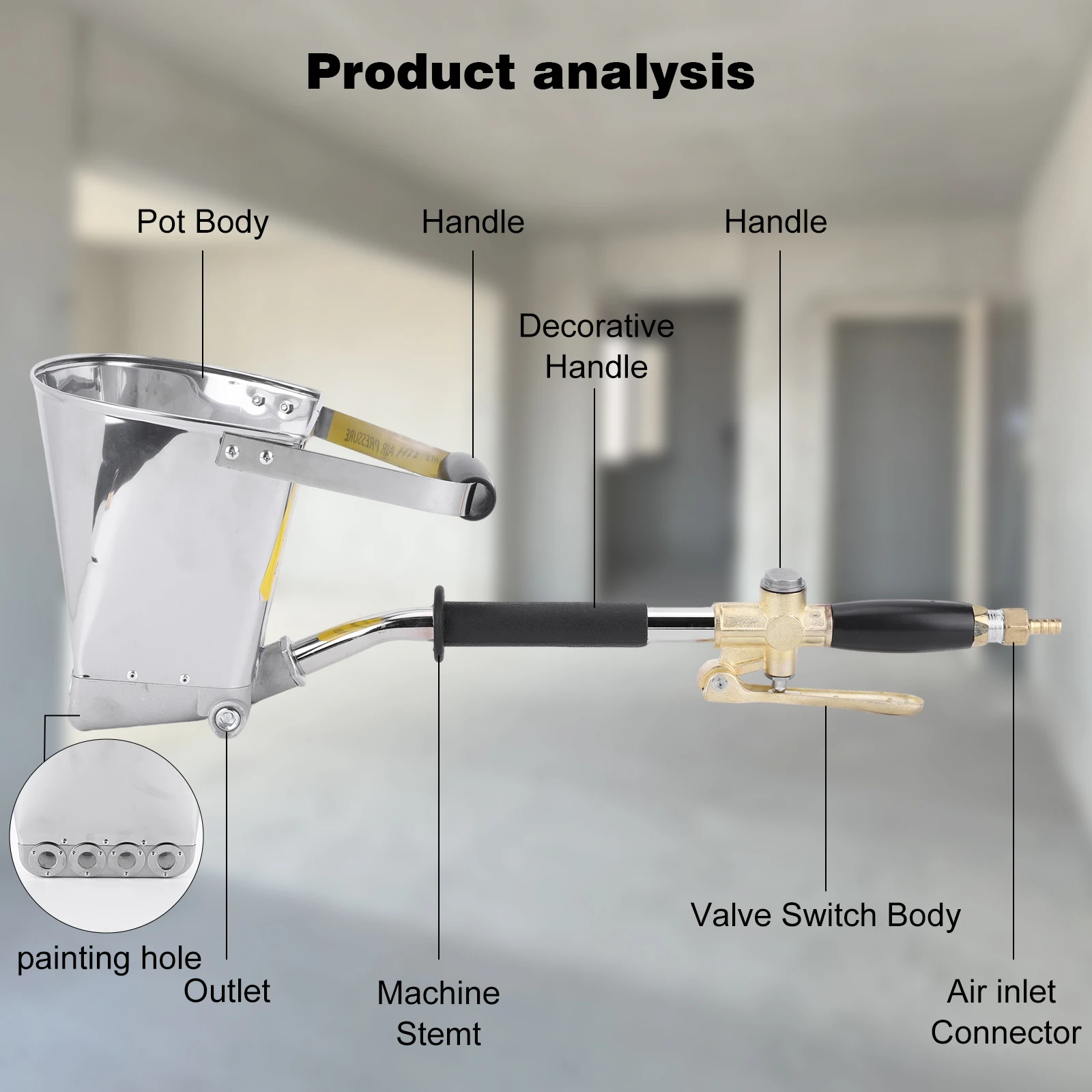 

4 Jet Stucco Sprayer Mortar Spray Gun Concrete Stucco Plaster Sprayer Wall Cement Spray Gun for Wall Painting